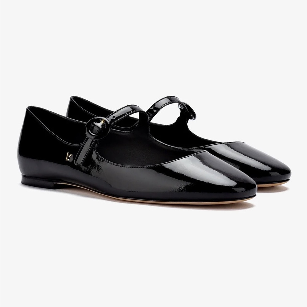 Larroudé Blair Ballet Flat in Black Patent Size 8.5 Parisian Mary Jane Flats